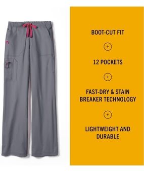 Women's Carhartt Force Cross-Flex Boot Cut Scrub Pants-Pewter gray-Sz Small